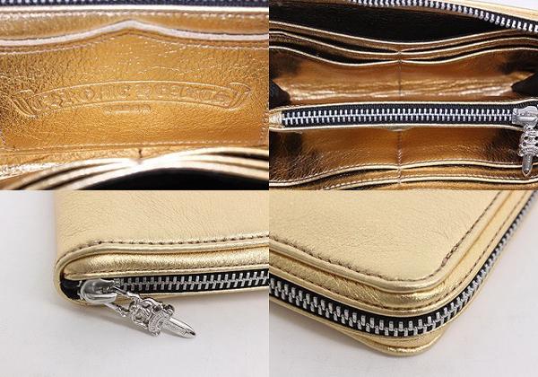 クロムハーツ財布 コピー ラウンドファスナー長財布 ゴールドレザー Chromehearts612019