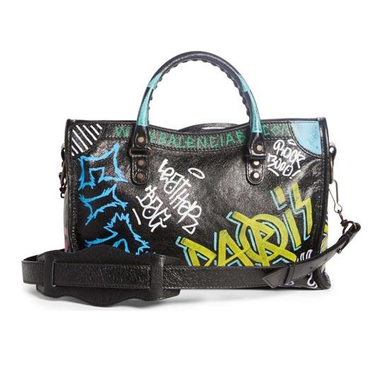 【関税込】 新作◆BALENCIAGA スーパーコピー◇City Graffiti レザー トート S ブラック 7090712