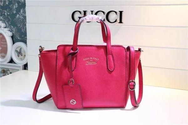2015☆GUCCI☆グッチスーパーコピー ミニ レザー トップハンドルバッグ ローズ 368827 CAO0G 5535