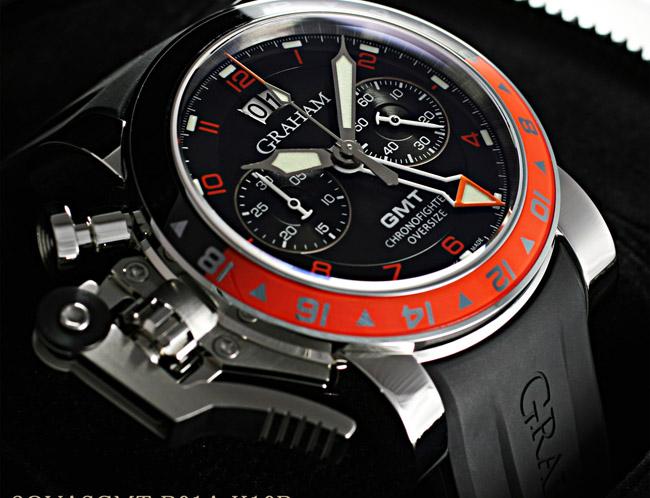 グラハム スーパーコピー クロノファイター オーバーサイズ 2OVASGMT.B01A.K10Bビッグデイト GMT ブラックダイアル ラバー 新品