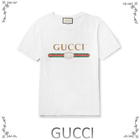 2017新作 GUCCI グッチ スーパーコピー プリントウォッシュヴィンテージ加工Tシャツ7061501 