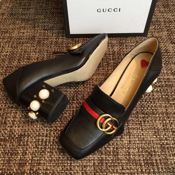 【16AW Gucciグッチ コピー】 レザー ミッド ヒール ローファー Gucci ミッドヒール GGパンプス 16090708