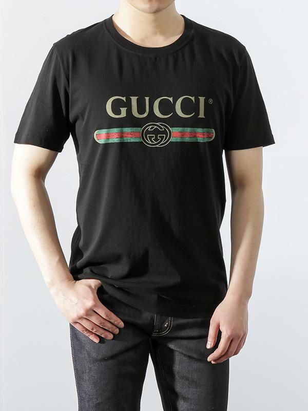 【GUCCI】2017cruise グッチスーパーコピー レトロな80年代ロゴプリント Tシャツ ロゴTシャツ ブラック 7061901 