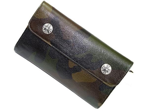 クロムハーツ スーパーコピー ウェーブ クロスボタン フラップ 長財布 迷彩 Chromehearts612027