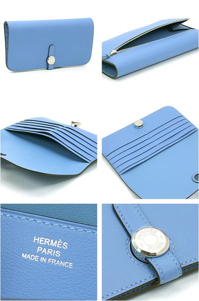 ★HERMES/エルメス コピー ★ドゴンロング×２つ折り財布×ブルー★ 6051106
