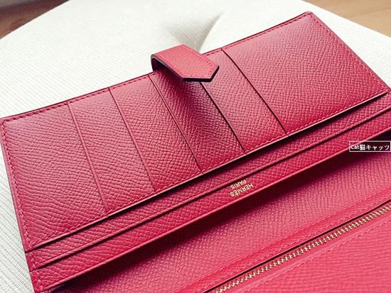 エルメス コピーBearnべアンスフレ長財布☆ルージュカザック（マチあり 7011805