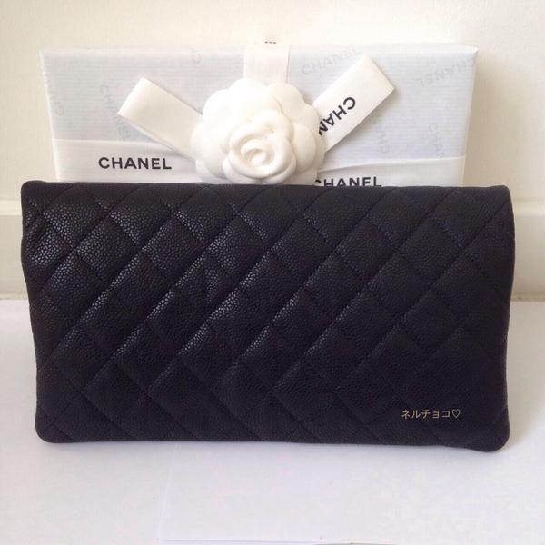 2016春夏新作シャネルスーパーコピー CHANEL クラッチ キャビアスキン ブラック シルバー金具 