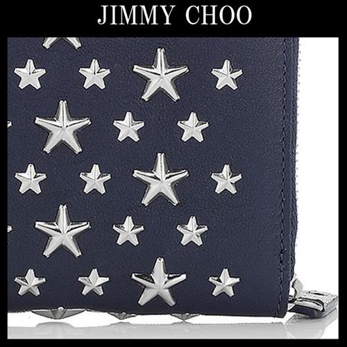 ジミーチュウ コピー Jimmy Choo CARNABYスタースタッズ長財布 Navy jc70113