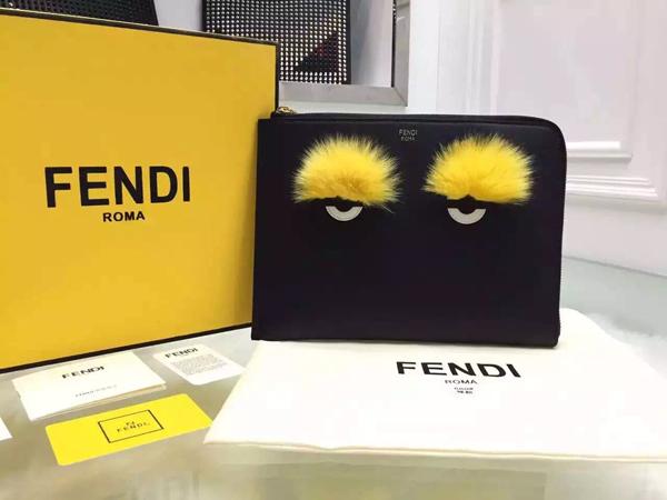 2015新作 FENDI フェンディコピー キュートなモンスター クラッチバッグ ブラック