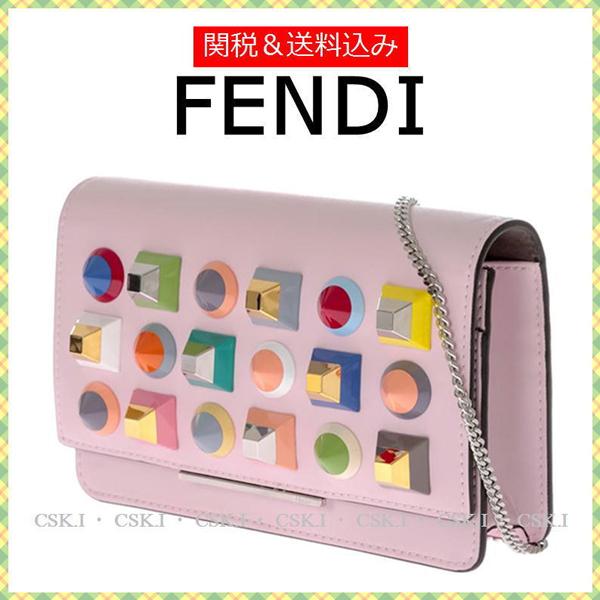 FENDI フェンディスーパーコピー チェーン付き長財布ポシェット ピンク 2017SS新作 7082302