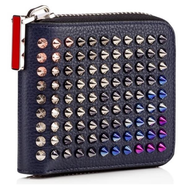 新作クリスチャンルブタン コピー zip-around スタッズ装飾 カーフスキン 二つ折財布 3165053M499