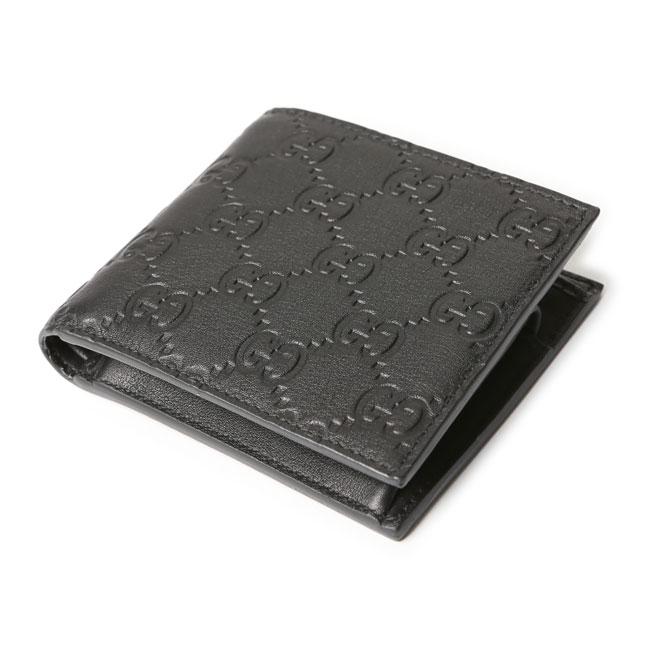 グッチ スーパーコピー 146223 A0V1R 1000 シマレザー 2つ折財布 GUCCISSIMA ブラック