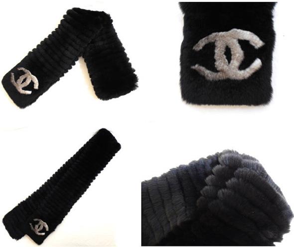 CHANELシャネル ココマーク オリラグ ファー マフラー ブラック 