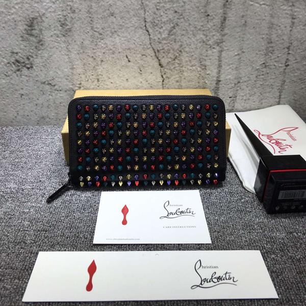 New クリスチャンルブタン コピー マルチスパイク長財布 Black 1165045M039