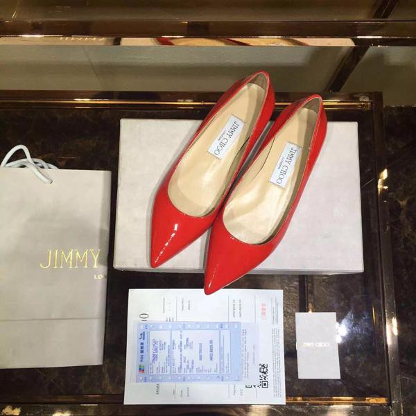 2017SS コレクション ジミーチュウ スーパーコピー JIMMY CHOO☆ROMY レザーバレリーナ Red 7051702