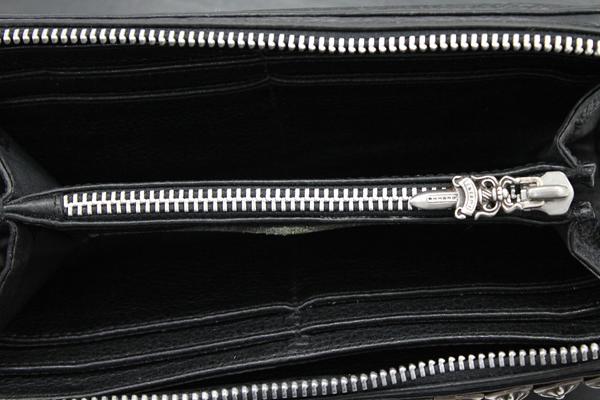クロムハーツ財布 コピー ゼロピラミッドスタッズ レックウォレット ラウンドファスナー財布 ヘビーレザー Chromehearts611009