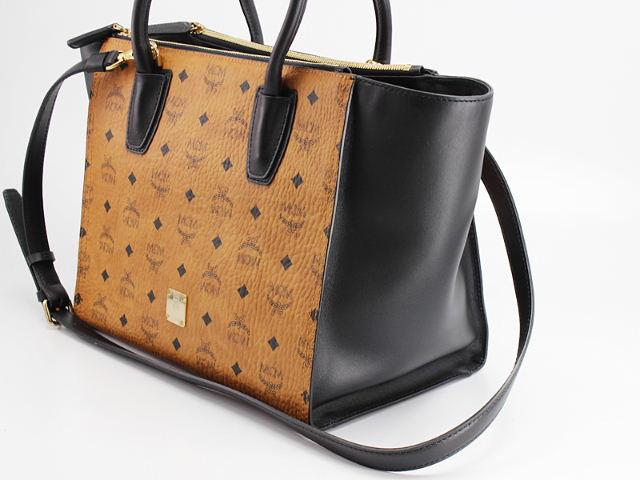 エムシーエム【MCM コピー】バッグ トートバッグ『2014年秋冬』MWT4AJD17 CB001 JEDE VISETOS MDトートバッグ ブラウン/ブラック レザー レディース