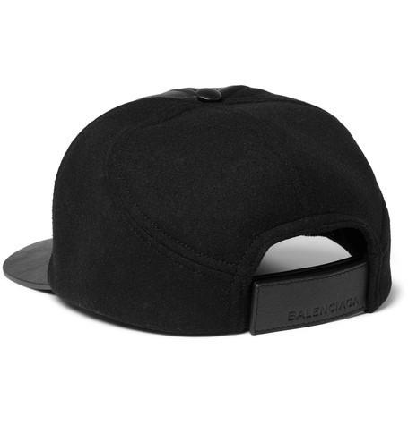 関税送料込★BALENCIAGA★フェルト＆レザーキャップ　黒 7040801