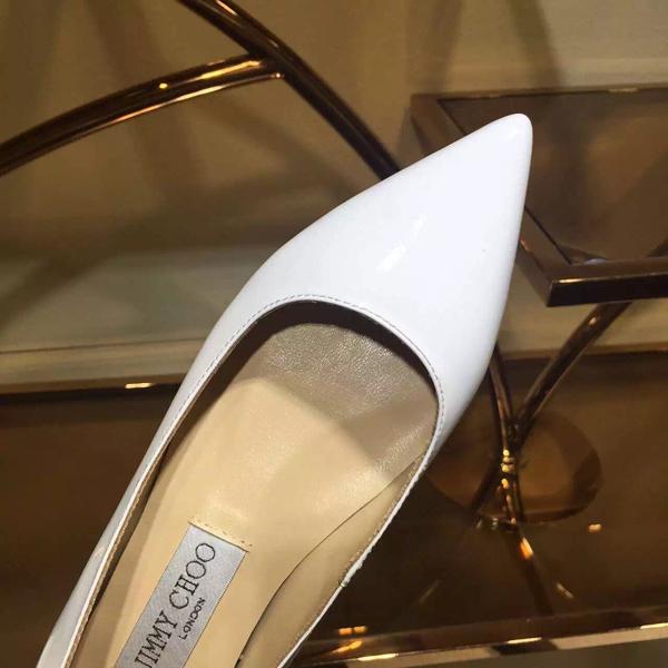 2017SS コレクション ジミーチュウ スーパーコピー JIMMY CHOO☆ROMY ホワイトパテントレザーバレリーナ7051703