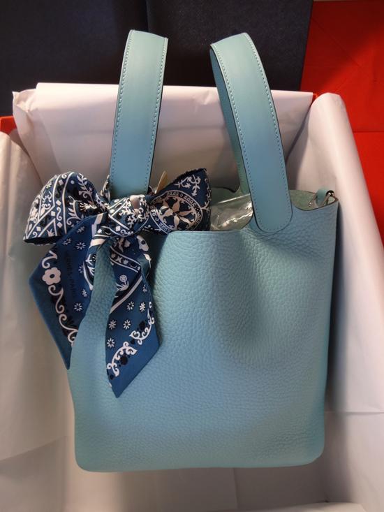 HERMES コピー稀少なピコタンタッチMM★可愛い水色のブルーアトール