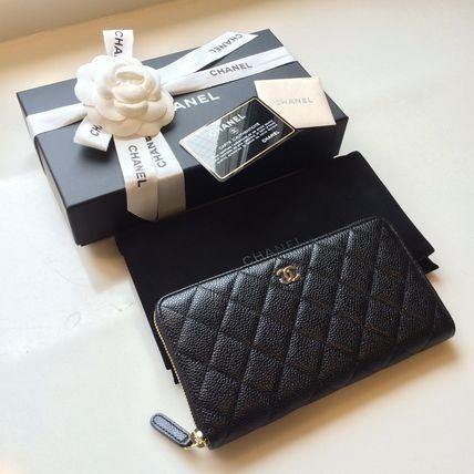 【CHANEL コピー】キャビアスキン♡ ラウンドジップ 長財布 黒 A50097