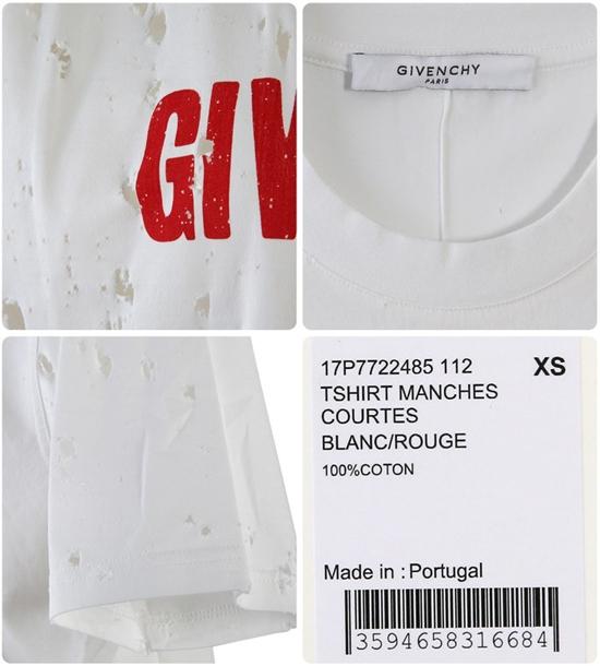 GIVENCHY スーパーコピー 17SS デストロイ ロゴプリント Tシャツ_WHITE 7722485
