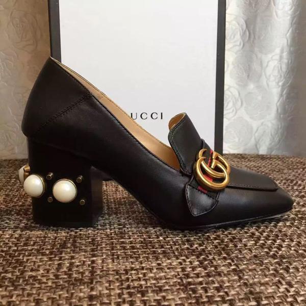 【16AW Gucciグッチ コピー】 レザー ミッド ヒール ローファー Gucci ミッドヒール GGパンプス 16090708