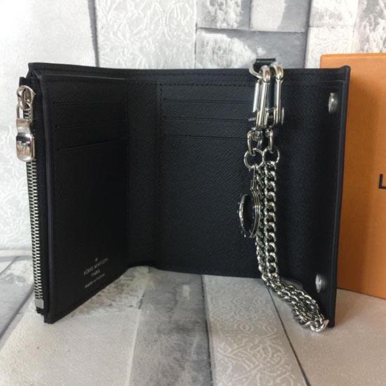 17AW ルイヴィトン スーパーコピー × SUPREME M67711 CH.CP WALLET チェーンウォレット 三つ折り財布 ブラック エピ