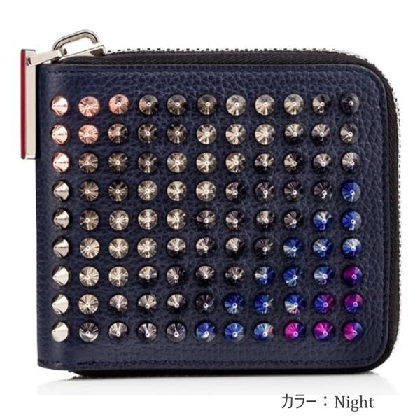 新作クリスチャンルブタン コピー zip-around スタッズ装飾 カーフスキン 二つ折財布 3165053M499