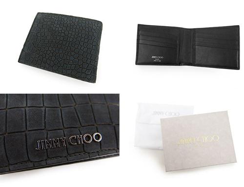 ジミーチュウ コピー ジミーチュウ コピー MARK MBE クロコ柄二つ折り財布 BLACK/ブラック jc70123