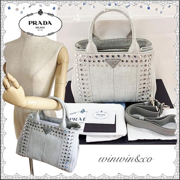 新色 Prada ★プラダコピー 超レア！1点限り！ビジュー スタッズ　カナパ 7032520
