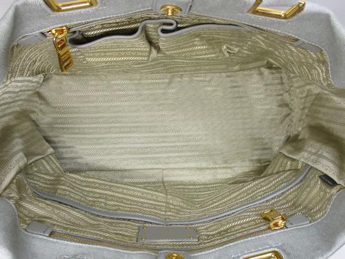 プラダ カナパトートバッグ 2WAYショルダーバッグ グレー×ゴールド金具 キャンバス BN2069