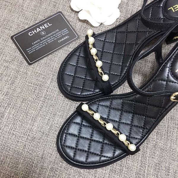 17AW ★CHANEL シャネル コピー★パール×サンダル×ブラック★最新作★7051711
