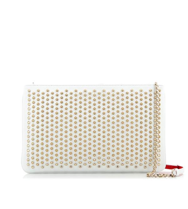 【Christian Louboutin】ルブタン コピーLOUBIPOSH SPIKES CLUTCH White 7032405