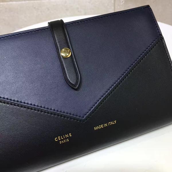 ★17SS 大変素敵★【CELINE セリーヌコピー財布】ストラップ 長財布 (Navy & Black)108633AS9.08NB
