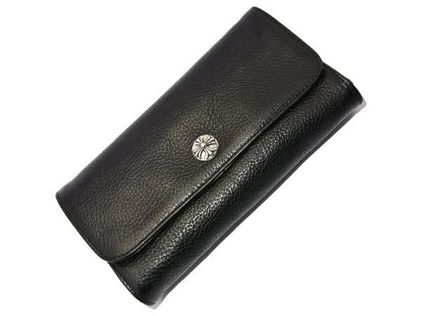 クロムハーツ ウェーブ ウォレット クロスボタン ヘビーレザー Chromehearts7010942