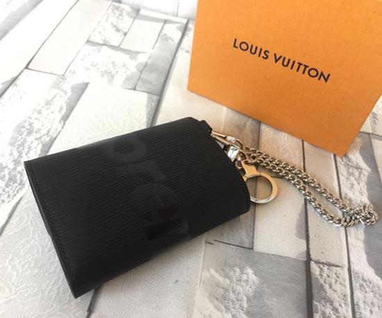 17AW ルイヴィトン スーパーコピー × SUPREME M67711 CH.CP WALLET チェーンウォレット 三つ折り財布 ブラック エピ