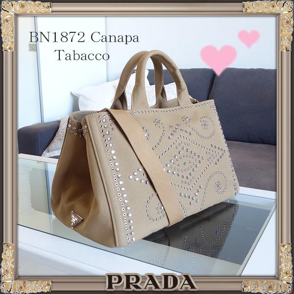 PRADA コピー★2Wayビジュースタッズ★CANAPAトート Tabacco