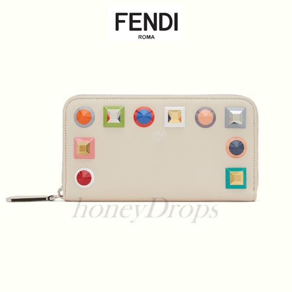 新作☆FENDI フェンディスーパーコピー☆大人気! レインボースタッズ 長財布 ホワイト 8M0299SF5F035F