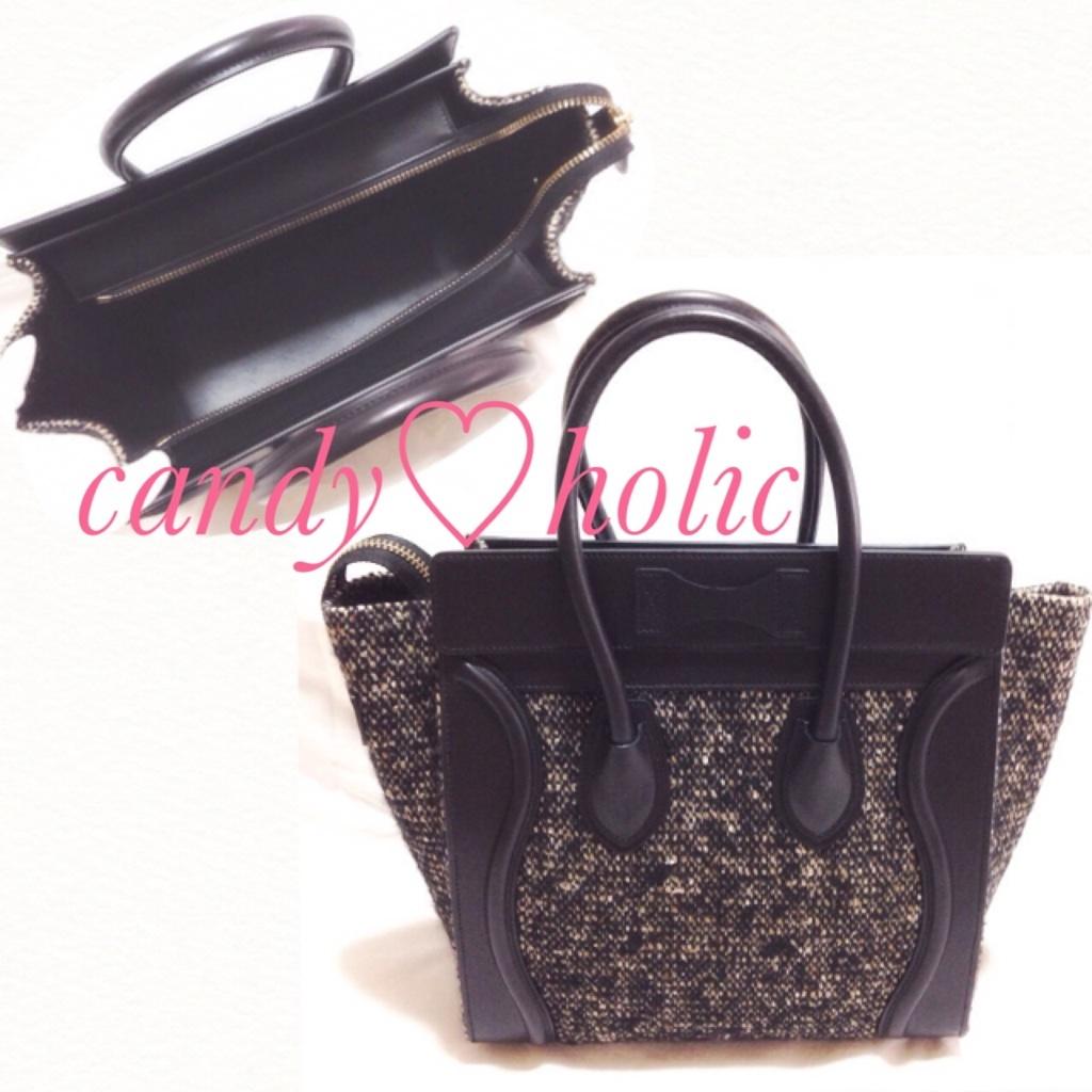 14/15AW CELINEセリーヌコピー Luggage ミニ ツイード,Grape