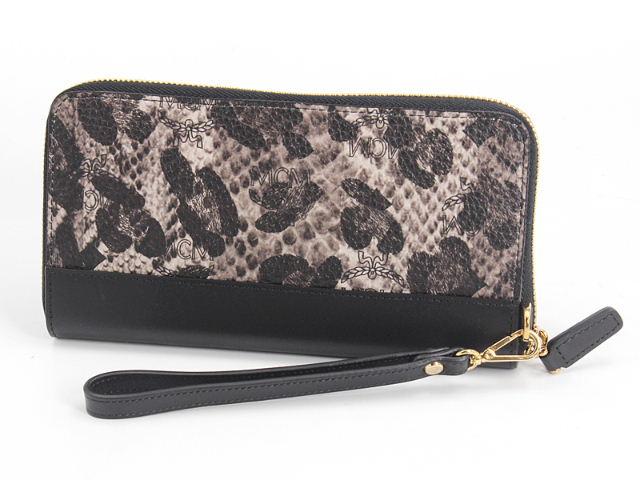 エムシーエム【MCM コピー】財布 MYL4ABA02/EG001 BALAM.VISスタッズラウンド長財布 グレー/ブラック レザー レディース
