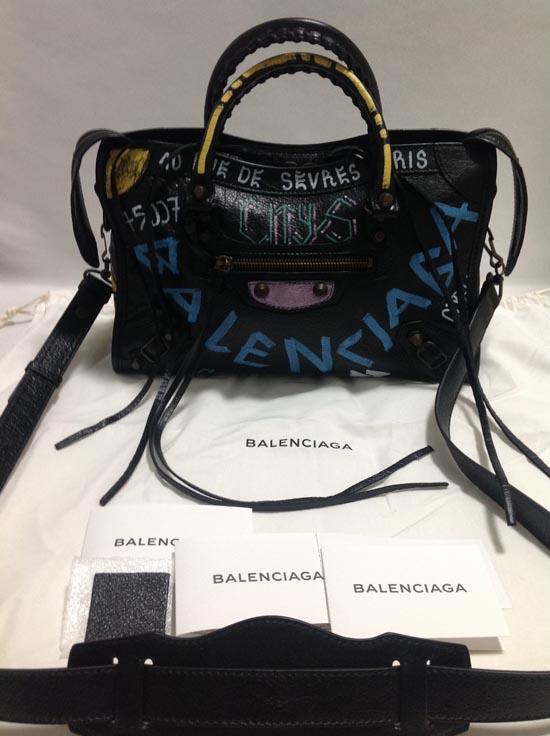 【関税込】 新作◆BALENCIAGA スーパーコピー◇City Graffiti レザー トート S ブラック 7090712