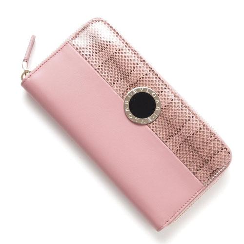 ★BVLGARI/ブルガリ コピー★パイソン×ジップ長財布×オールドローズ★新作★ 7031407