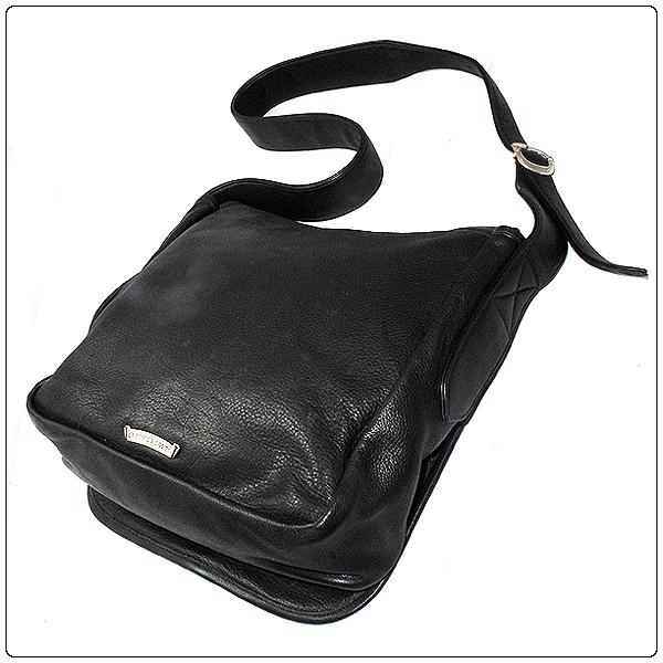 クロムハーツ コピー（Chrome Hearts）バック・メンズ メールバッグ/セメタリークロスパッチブラック レザー 7051907