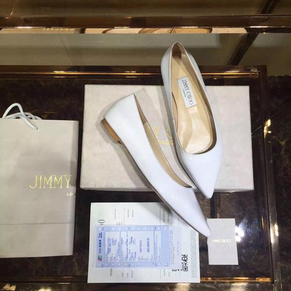 2017SS コレクション ジミーチュウ スーパーコピー JIMMY CHOO☆ROMY ホワイトパテントレザーバレリーナ7051703