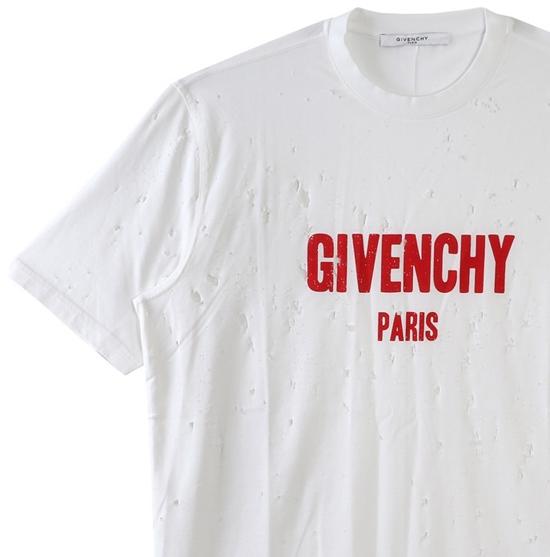 GIVENCHY スーパーコピー 17SS デストロイ ロゴプリント Tシャツ_WHITE 7722485