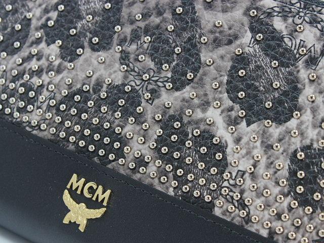 エムシーエム【MCM コピー】財布 MYL4ABA02/EG001 BALAM.VISスタッズラウンド長財布 グレー/ブラック レザー レディース
