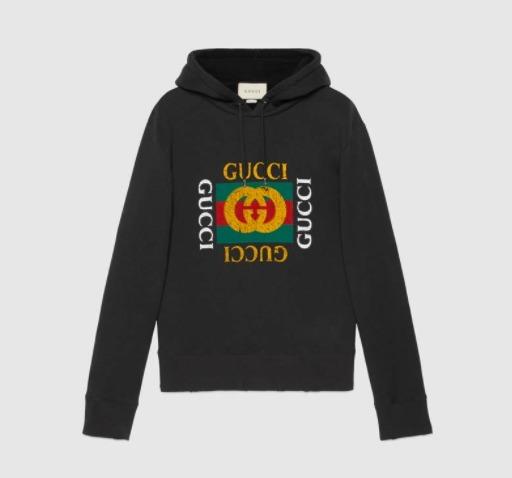 2017春夏新作 GUCCI グッチスーパーコピー コットン スエットシャツ フーディー グッチ ロゴ Black 7080903 