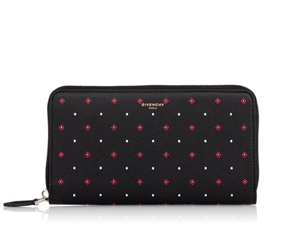 17SS GIVENCHY ジバンシィスーパーコピー ダイアモンド柄 ジップ長財布/ブラック 7072214