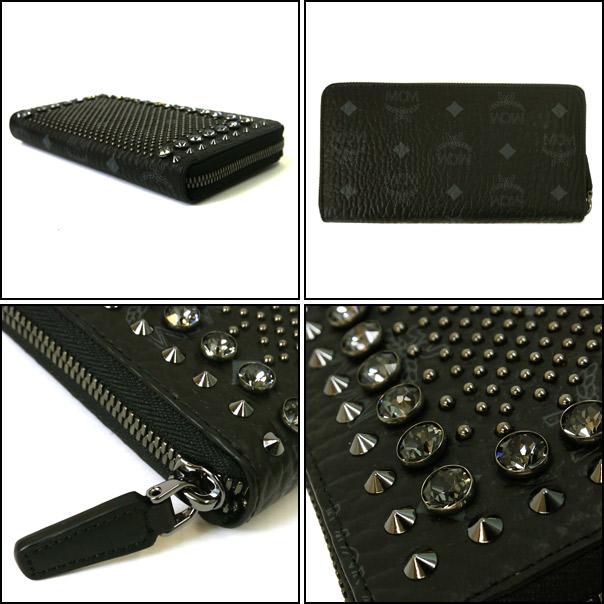 MCM コピー エムシーエム MYL 4AVI01 BK001 スタッズ ラウンドファスナー 財布